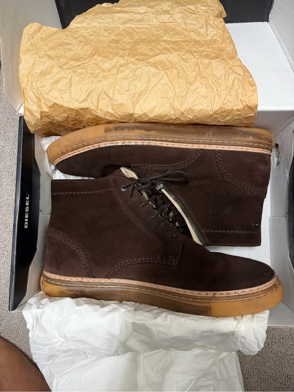 Diesel Men’s Brown Suede Chukka Boots with Gum Sole